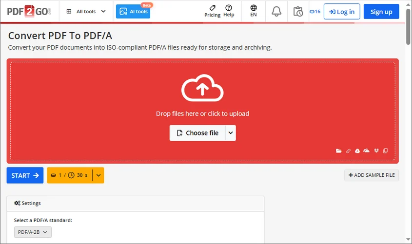 在线转换 PDF 为 PDF/A