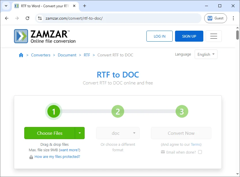使用免费在线工具转换RTF为Word